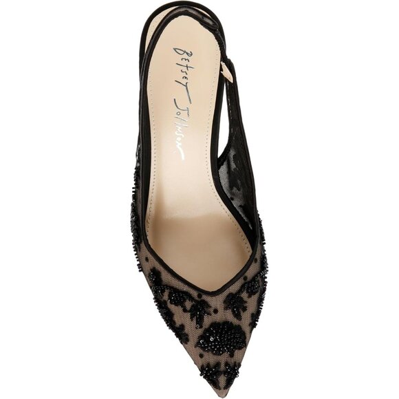 Betsey Johnson Womens Black Textile Closed Pointed Toe Slingback Nikki Pump - Picture 5 of 8